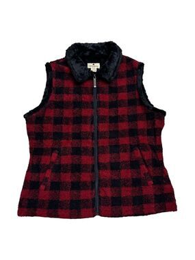 WOOLRICH PLAID Faux Fur Fleece Vintage Y2K Designer Fall Vest Womens Large